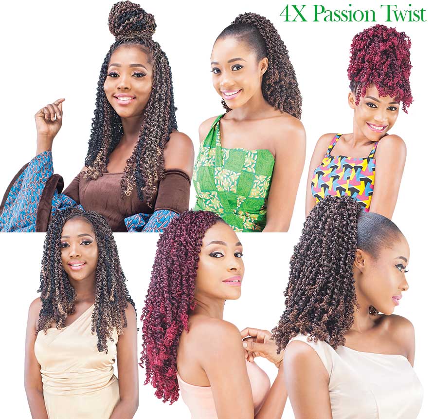 X-PRESSION 4X Passion Twist - Curly Spring Pre-twisted Braids Synthetic Crochet Hair Extensions 100 strands/pack