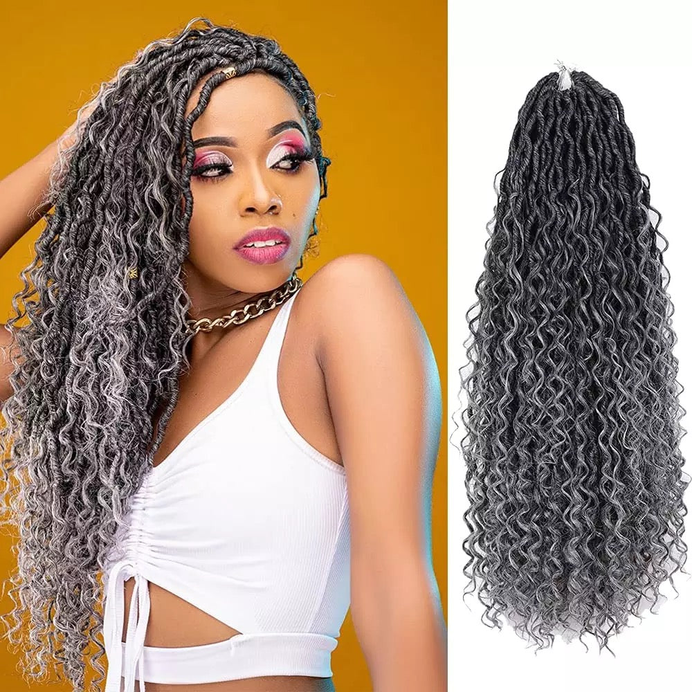 5 packs River Locs Curly Goddess Locs Crochet Hair Extension- 14 inches