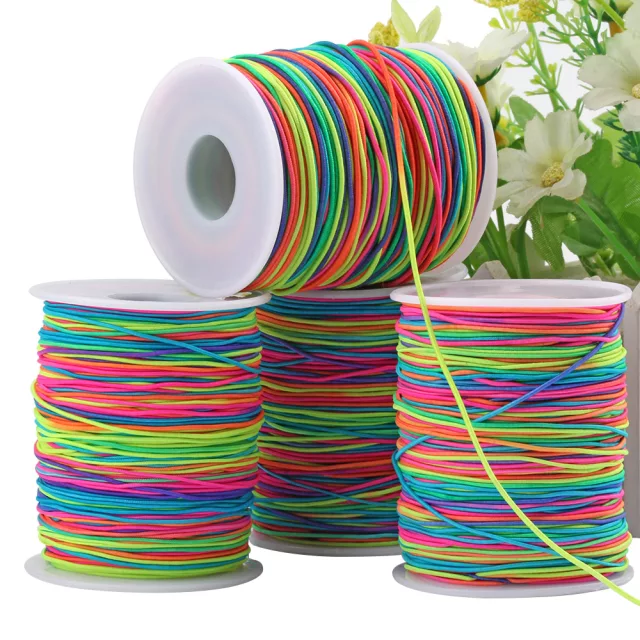 100m Rainbow Elastic Cord Beading Thread Stretched String Craft Cord Bead String kids - 1mm