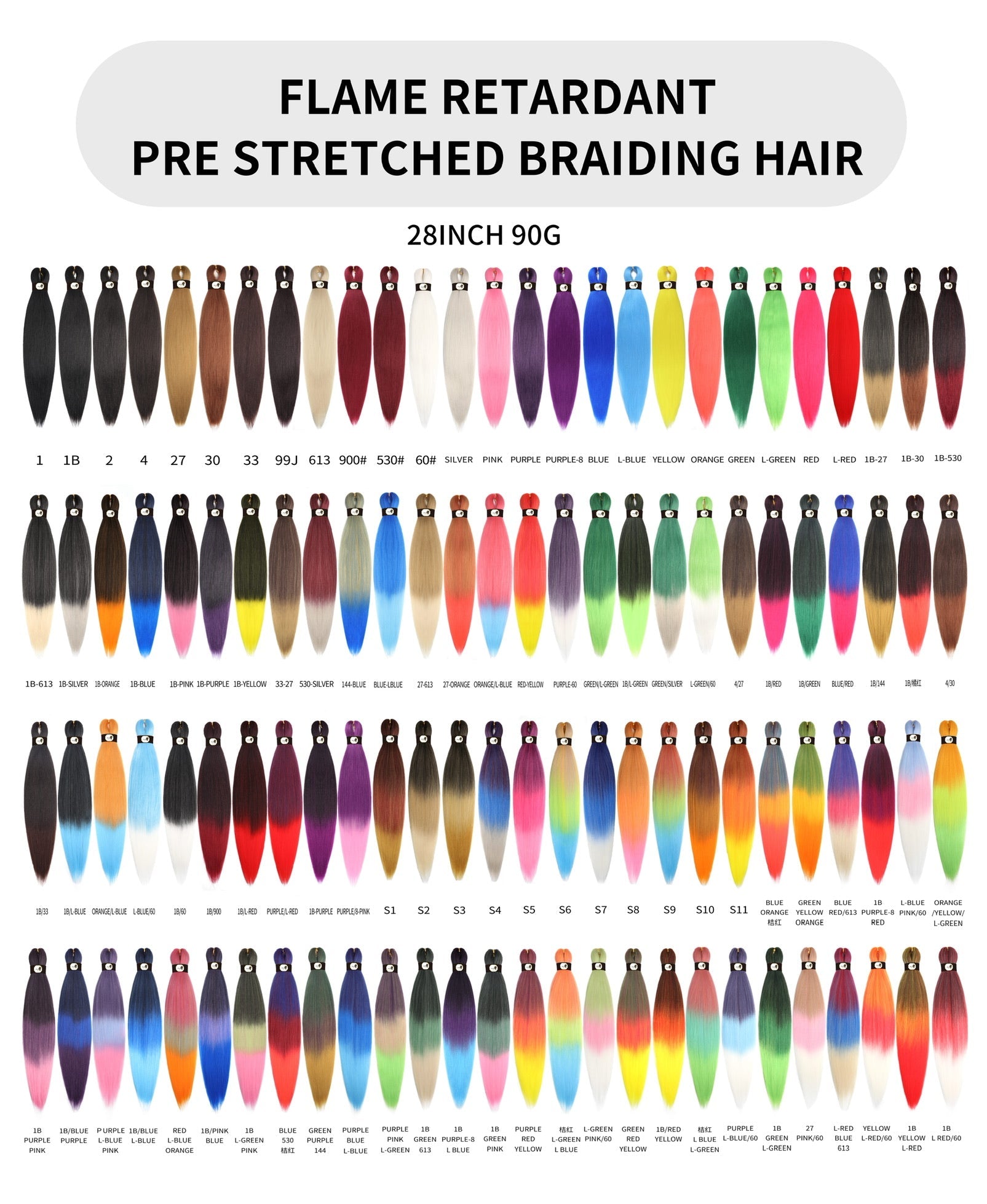 Green Yellow Red Braiding Hair Pre Stretched Braiding Colorful Braiding  Hair 1 Bundle 