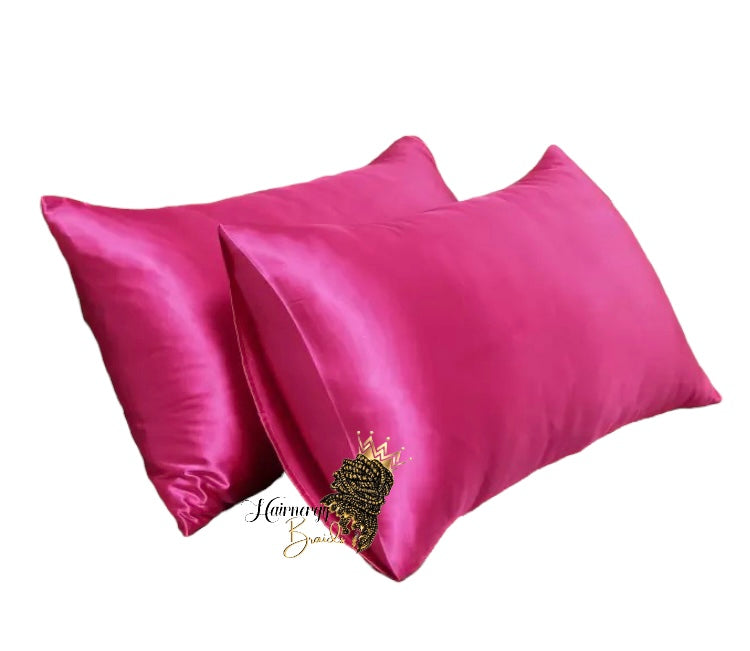 Satin Pillow case standard 2 pieces pillow cover 20x30 inches Color FUCHSIA PINK
