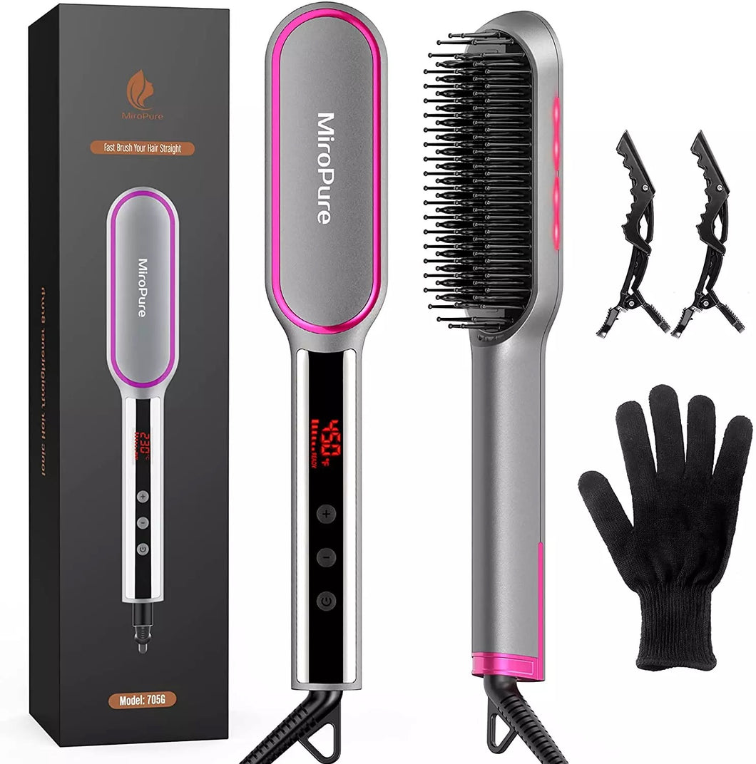 #1 Hair Straightener Brush, MiroPure Infrared Ionic Hair straightening Brush, Heating Comb. Model: 7056