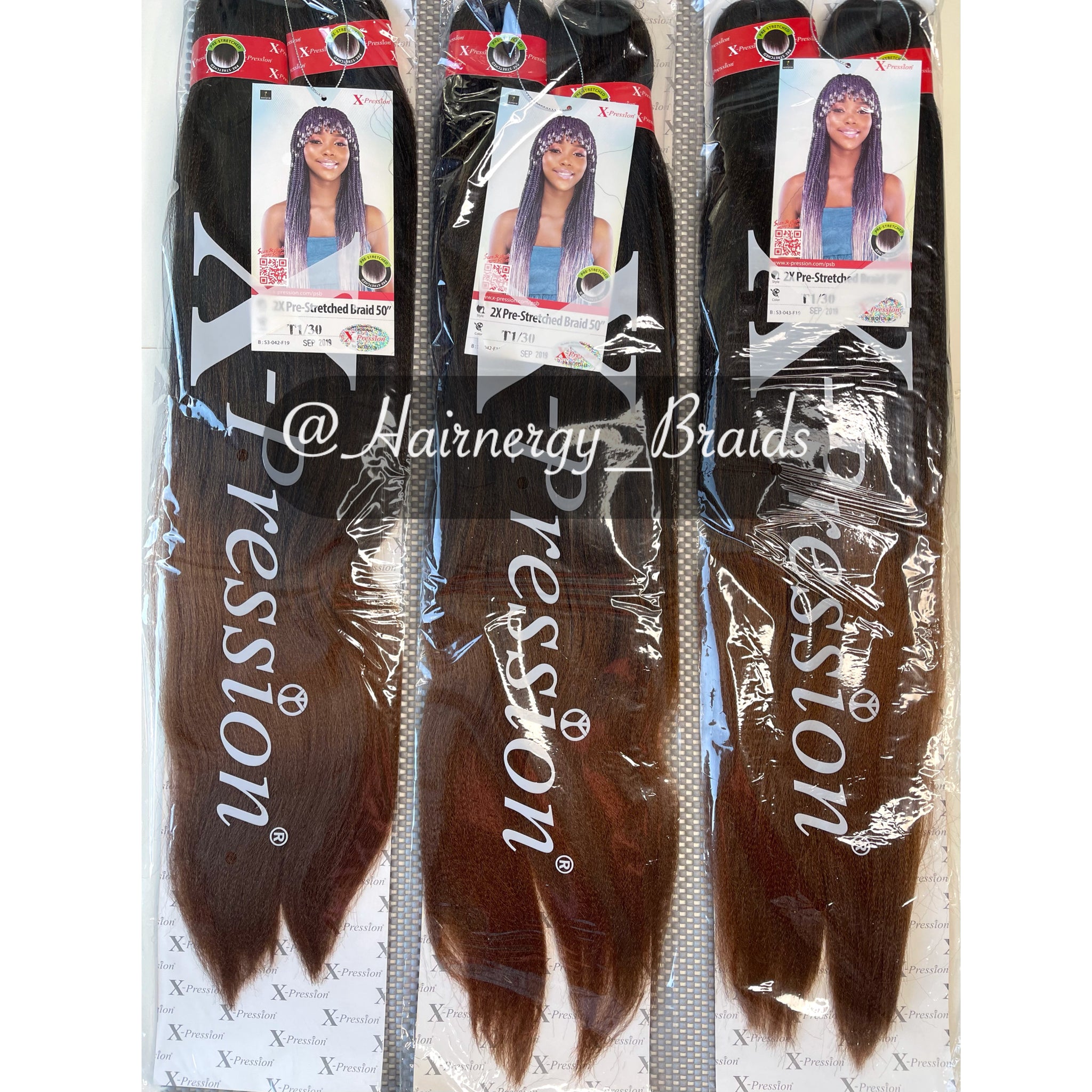 2X X-PRESSION PRE–STRETCHED BRAID - braiding hair 50” inches