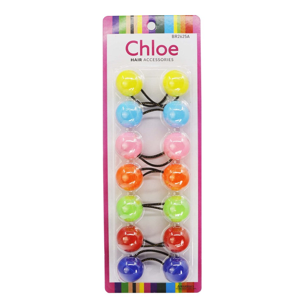Chloe Girls kids Twin bead Bubble Ponytail Holders - Elastic Hair Ball bubble accessories
