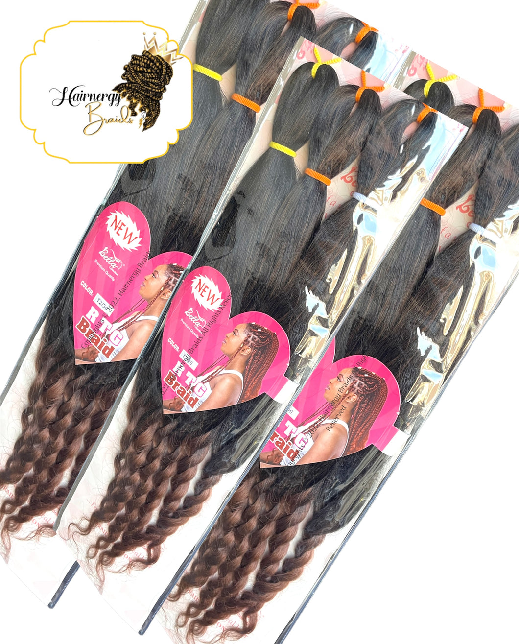 Bella Collection RTG Braid Pre-stretched Ombre Braiding hair extension with curly ends