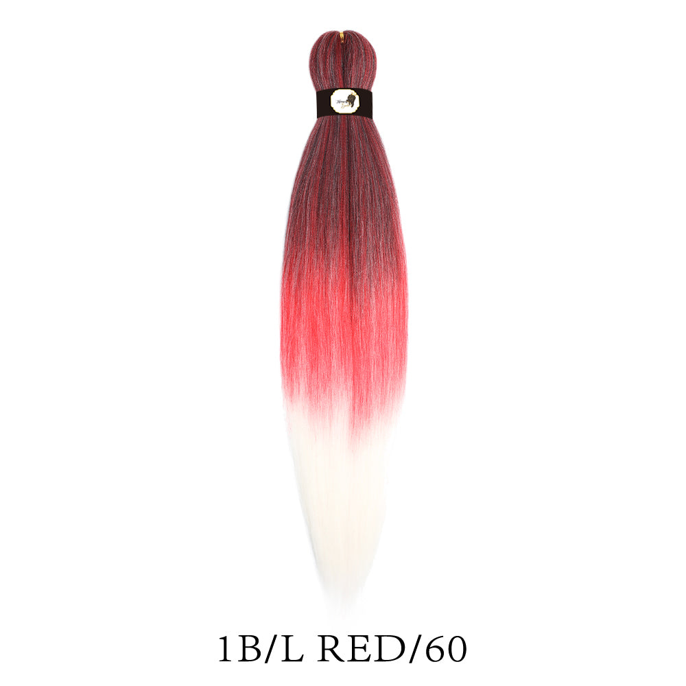 Hairnergy Braids Pre-Stretched 56'' Braiding Hair Extensions Ombre (color 1B/L-Red/60)