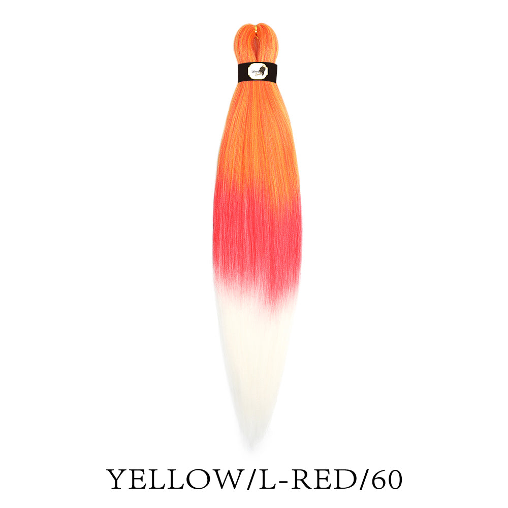 Hairnergy Braids Pre-Stretched 56'' Braiding Hair Extensions Ombre (color Yellow/L-Red/60)