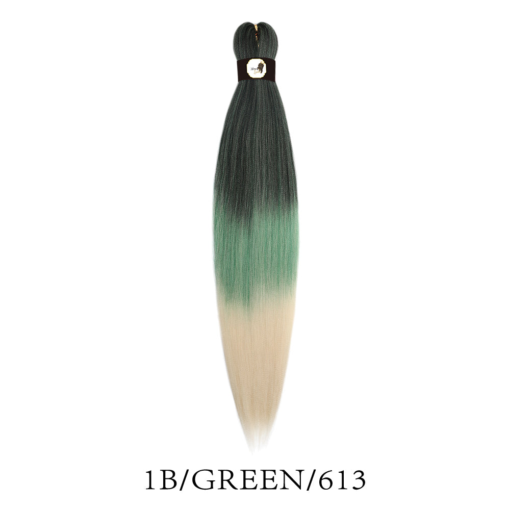 Hairnergy Braids Pre-Stretched 56'' Braiding Hair Extensions Ombre (color 1B/Green/613)