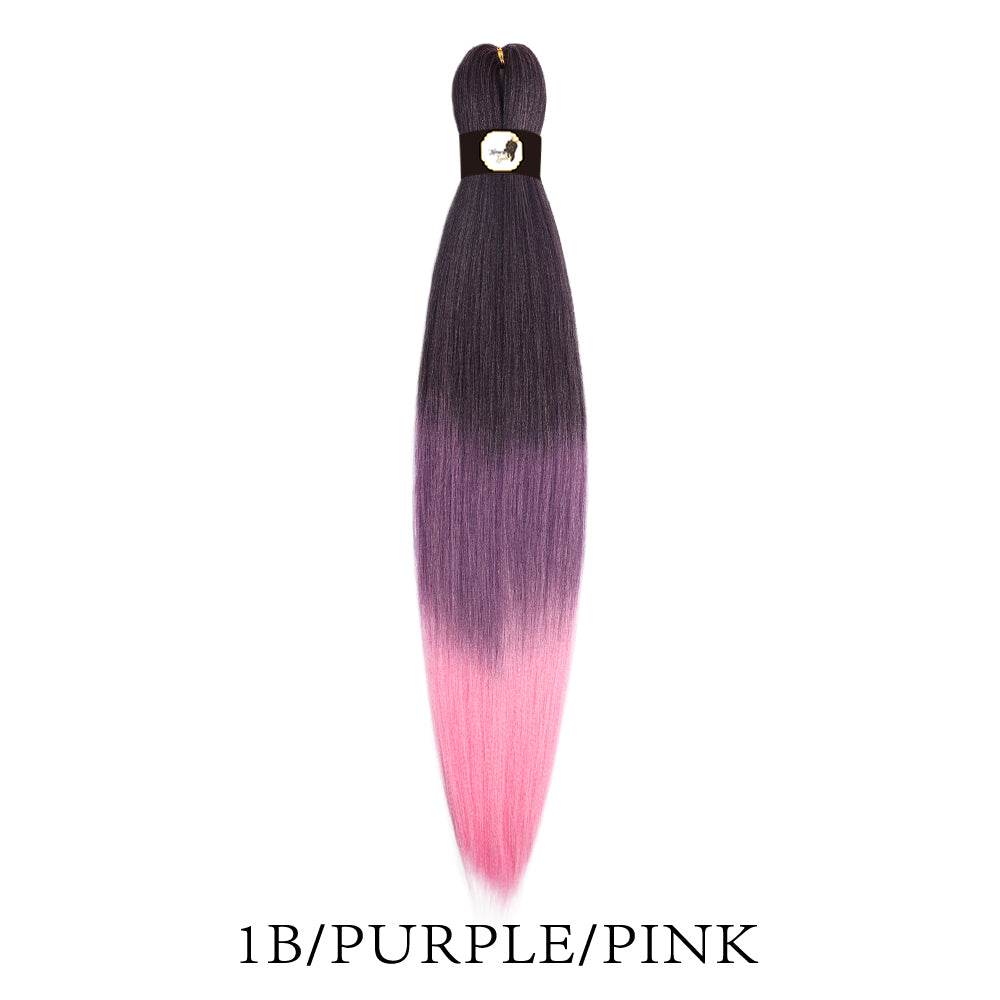 Hairnergy Braids Pre-Stretched 56'' Braiding Hair Extensions Ombre (color 1B/Purple/Pink)