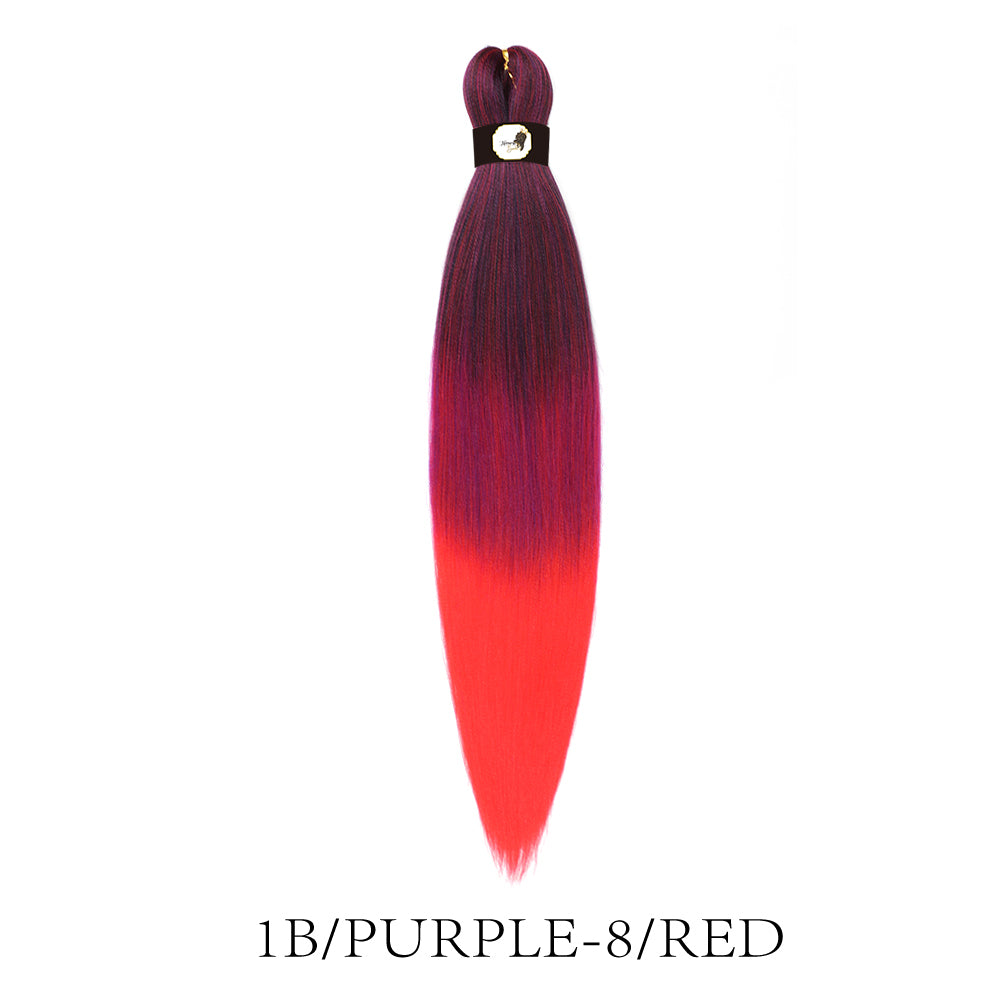 Hairnergy Braids Pre-Stretched 56'' Braiding Hair Extensions Ombre (color 1B/Purple-8/Red)
