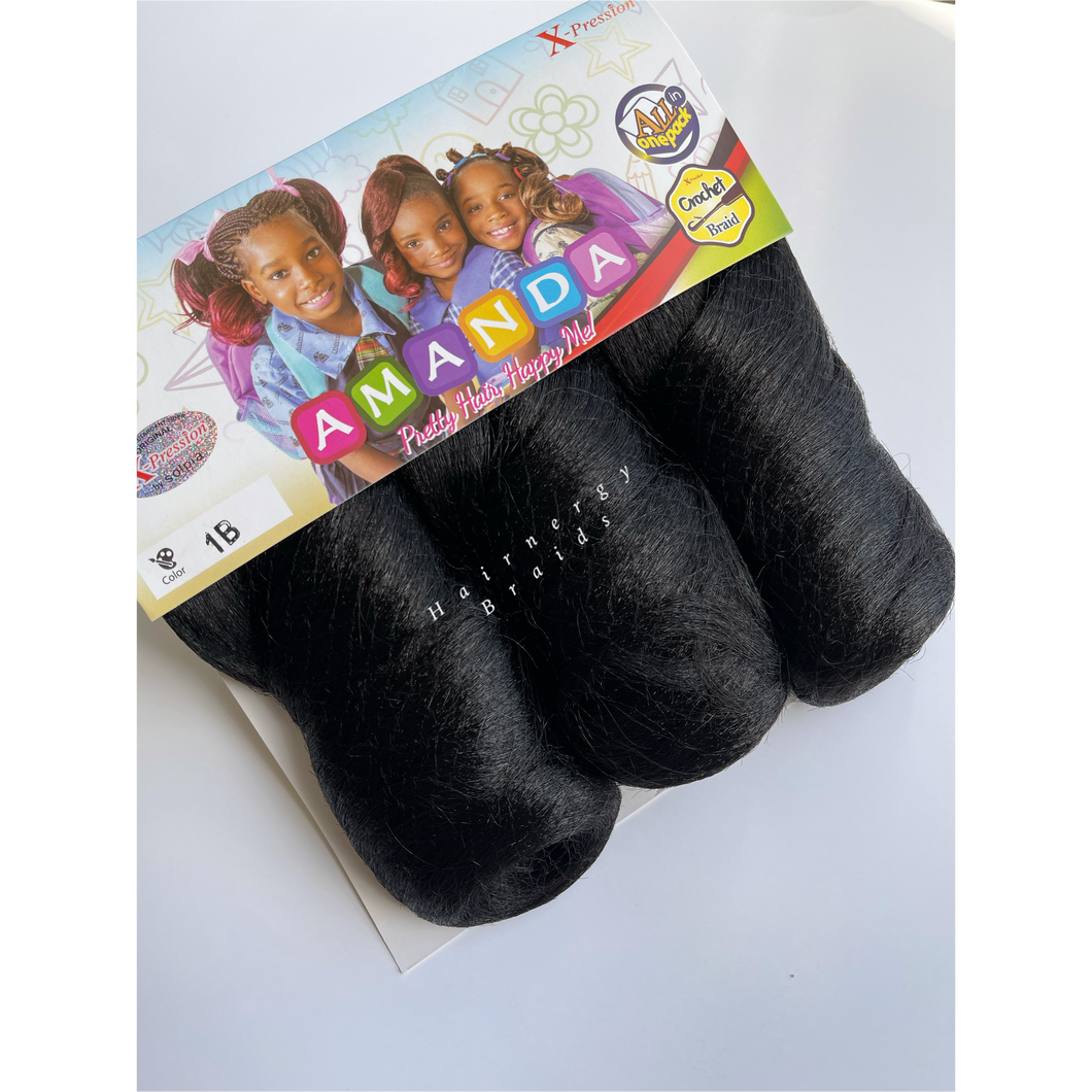 X-pression AMANDA braiding hair extension - crochet.  spiral curl wavy pre-stretched hair 30